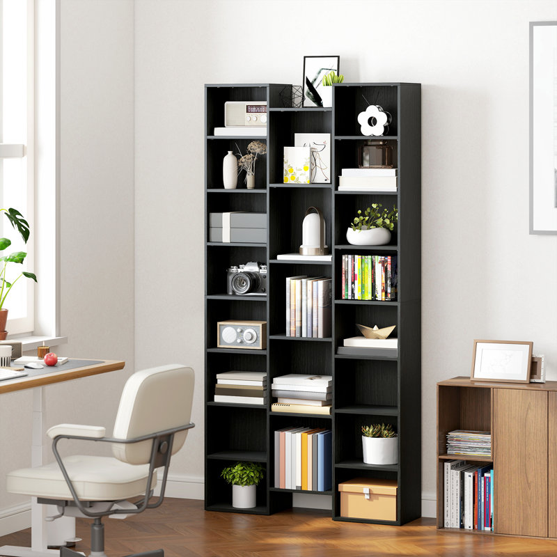 HOMCOM 21 Cube Tall Bookcase with 10 Adjustable Shelves, Black
