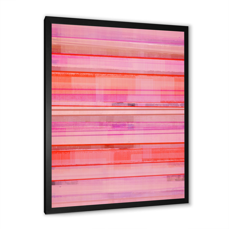 Rose et corail Hori - Art mural moderne et contemporain sur toile, Cadre photo noir, H 20 po x l 12 po x P 1 po