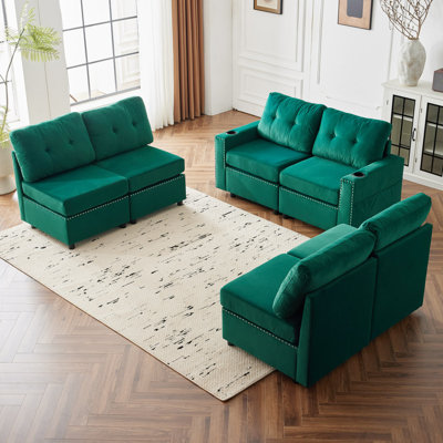 Modern Sofavelvet Modular Combination Sofa With Storage, Living Room Combination Sleeper Sofa