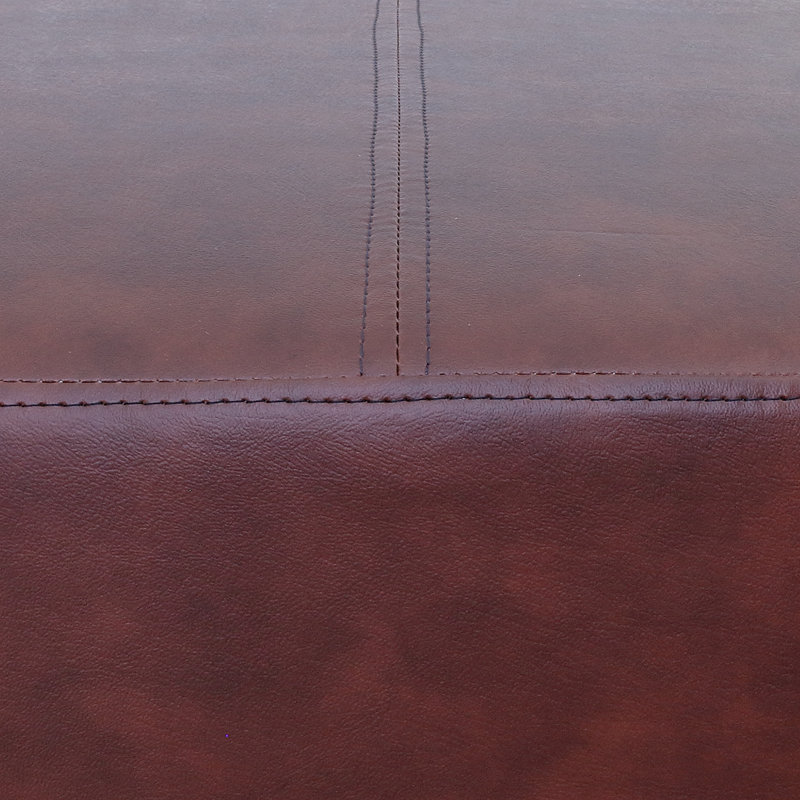 Reagon Faux Leather Ottoman, Chestnut Faux Leather