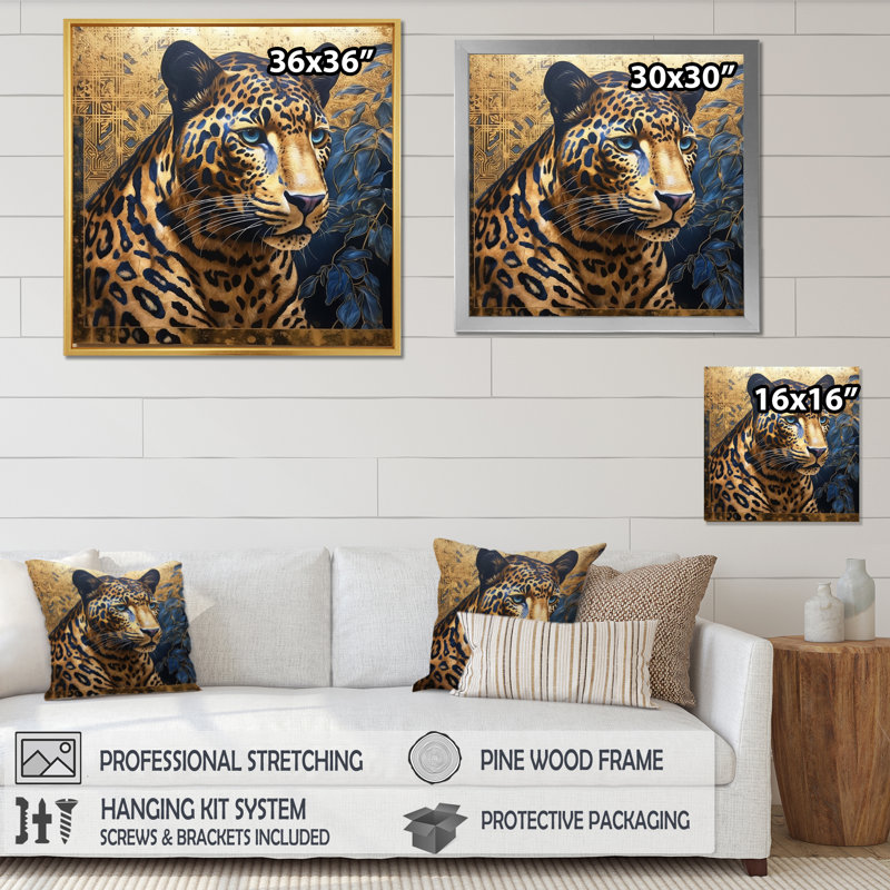 «Leopard Grace V», reproduction sur toile, H 24 po x l 24 po x P 1 po, Cadre flottant blanc