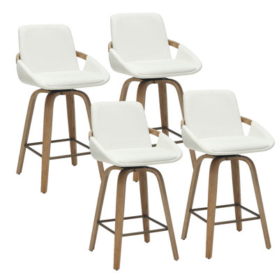Bloomingdale Modern Fabric & Bentwood 26" Counter Stool w/Swivel, Set of 4