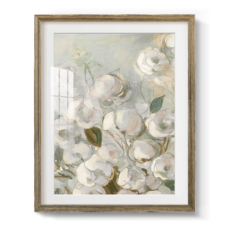 Impasto II - Toile tendue avec châssis, Blanc, Papier avec cadre noyer