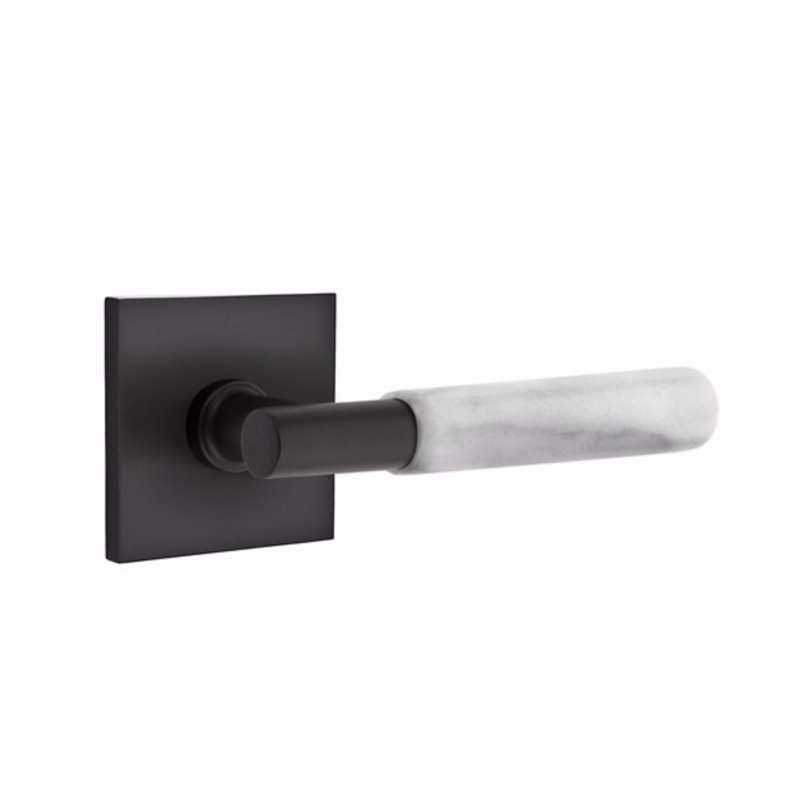 Ensemble de leviers de passage Emtek Select, rosette carrée, tige en T, poignée en terrazzo clair, gauche, Droite