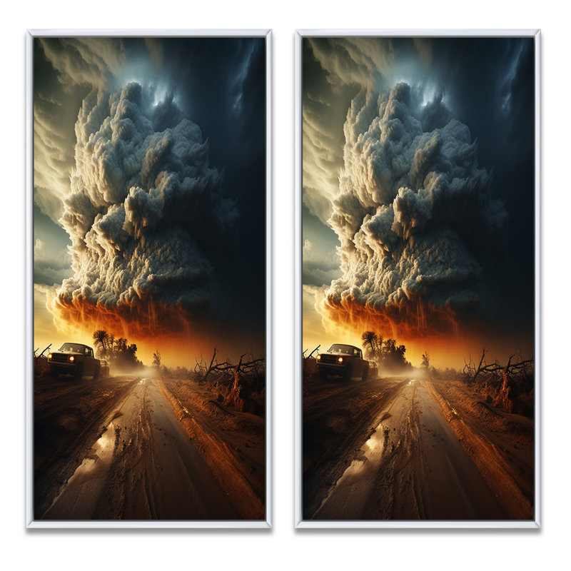 «Storm Mystical Cyclone I», 2 pièces, H 24 po x l 20 po, Cadre blanc