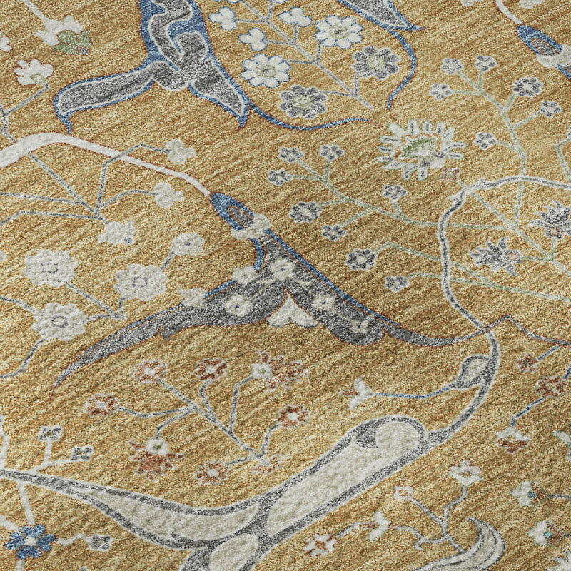 Premium Machine Washable Mayfield AMF2250 Global Rug, Gold, 8' x 10'