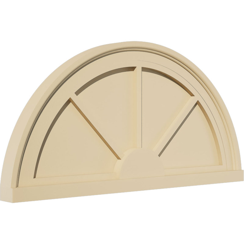 Demi-rond signature fronton en uréthane, brun clair apprêté, 24 po x 12 po x 2 po, Aucune, 3 rayons
