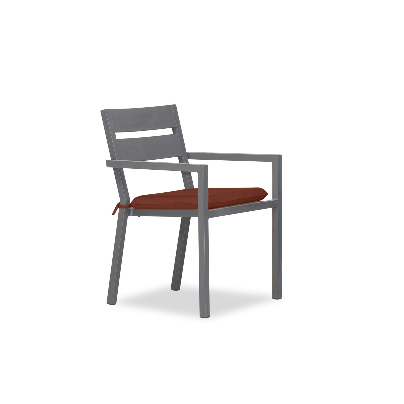 Vivant Aluminum Outdoor Dining Armchair with Cushion, Canvas Henna Sunbrella® Canvas, Slate