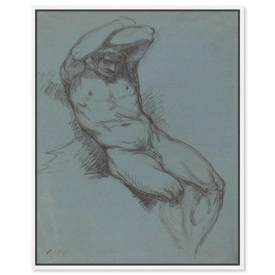 Un homme nu avec les mains croisées sur toile 