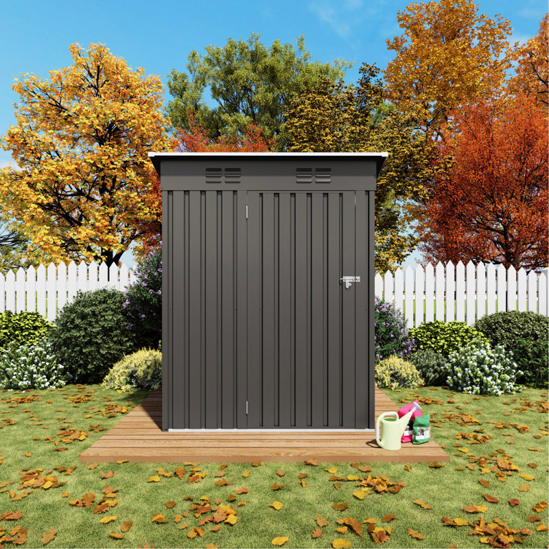 5X3 Ft, Gray Metal Outdoor Storage, Balcony, Courtyard, Galvanized Steel, Multi - Scenario Use, Simple Installation Tool Shed, Backyard, Patio, Rust Metal, Modular Design, Easy Assembly