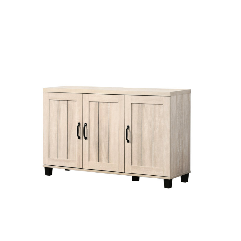 Armoire à chaussures 45 po en chêne gris cendré, 3 portes, 6 tablettes réglables, armoire en chêne sophistiquée, noyau en panneau de particules