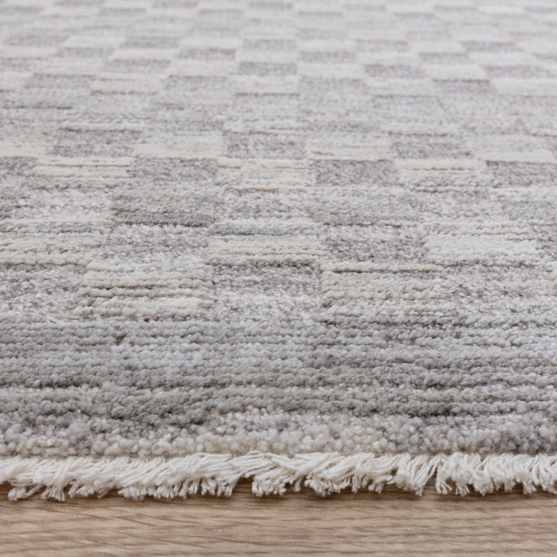 Asiatic Laurent Chequered Grey Area Rug, Rectangle 120 x 160 cm