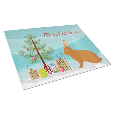 Caroline's Treasures Tempered Glass Rex Rabbit Christmas Cutting Board