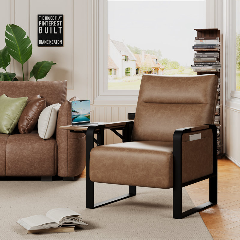 Chaise d'appoint Whole, Simili cuir brun foncé