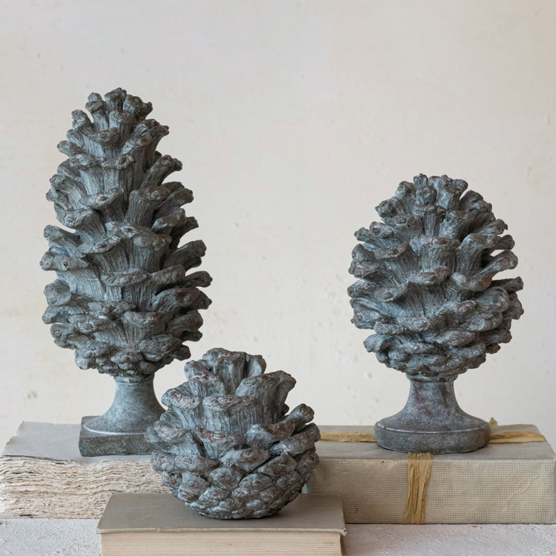 Tall Round Resin Pinecone Finial With Base