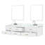 Meuble-lavabo double blanc 84 po X P 22 po D, dessus en marbre de Carrare, ensemble de robinet et Miroirs-118024508
