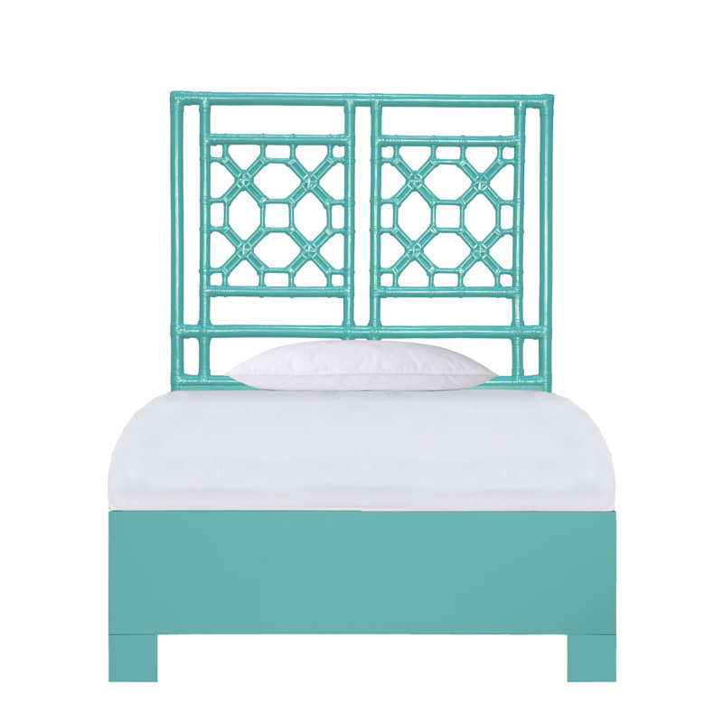 Lattice Back Platform Bed, Twin XL, Turquoise