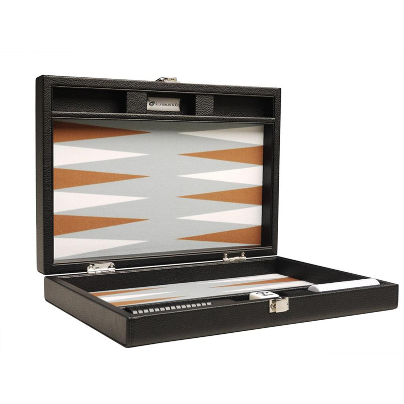Silverman & Co. 2 Player Wool / Felt Backgammon, Black/Rum