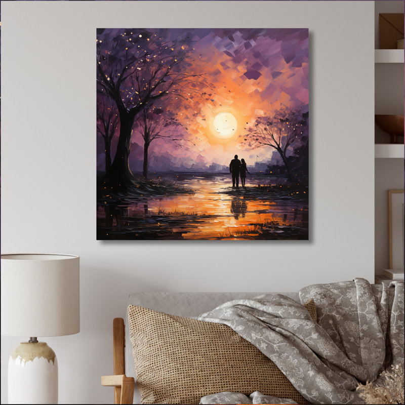 Paysage romantique, chuchotements de paysage coucher de soleil, H 16 po x l 16 po x P 1 po