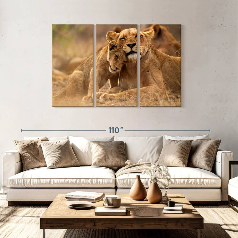 Brampt Lioness And Cub, 48" H x 74" W