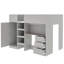 Lit mezzanine double en bois avec garde-robe intégrée, bureau, tablettes de rangement et tiroirs-118008024
