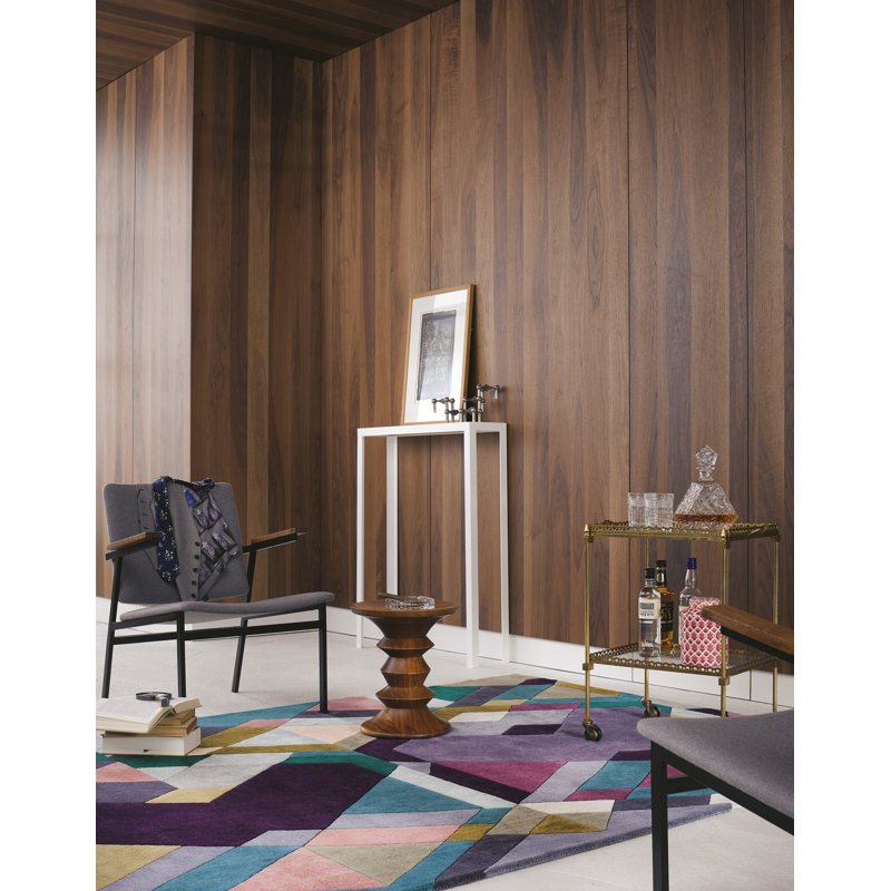 Hand Tufted Wool Abstract Area Rug in Light Purple/Pink/Light Blue, Rectangle 8'2" x 11'6"