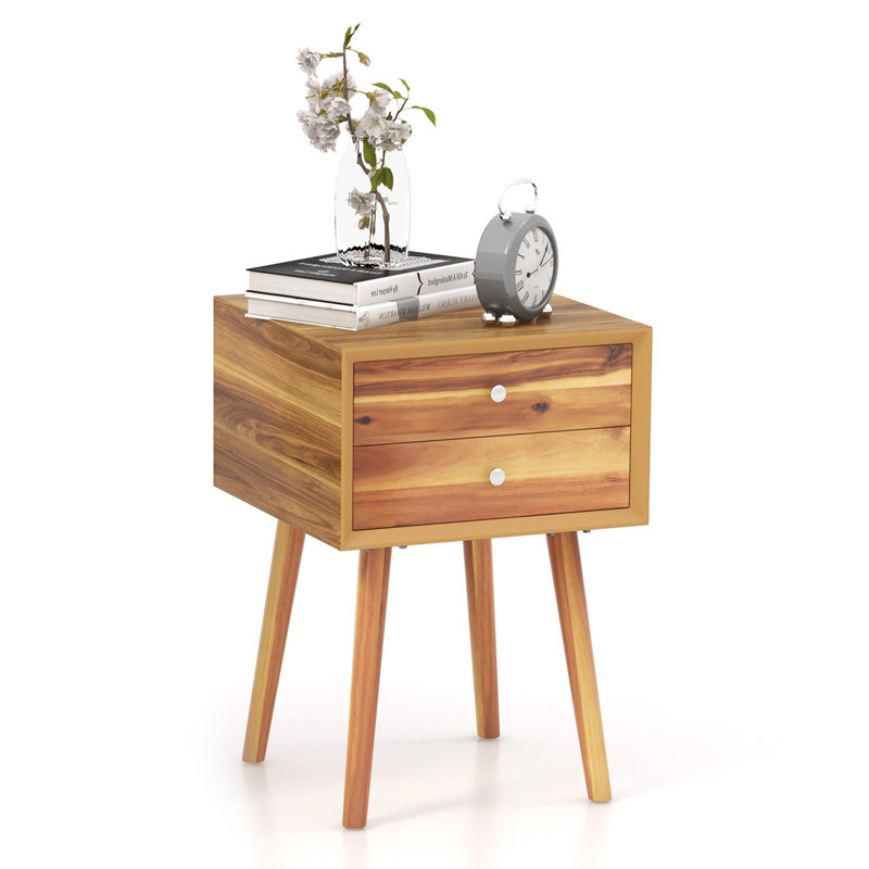 Table de chevet 2 tiroirs Abramson, Brun