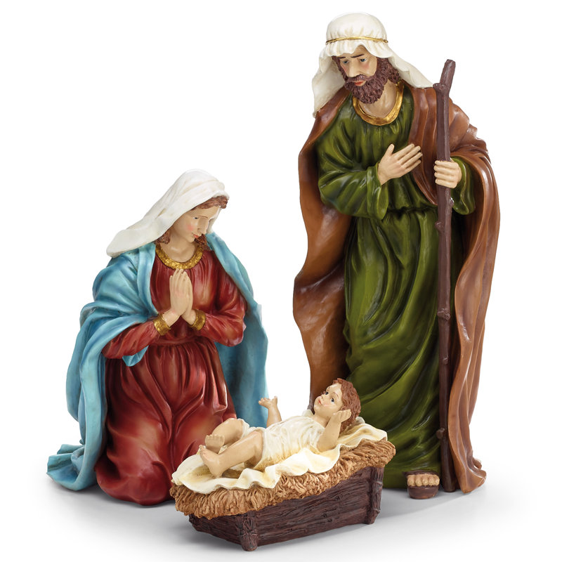 Grand ensemble de 3 pièces de la crèche de Noël avec la Sainte Famille