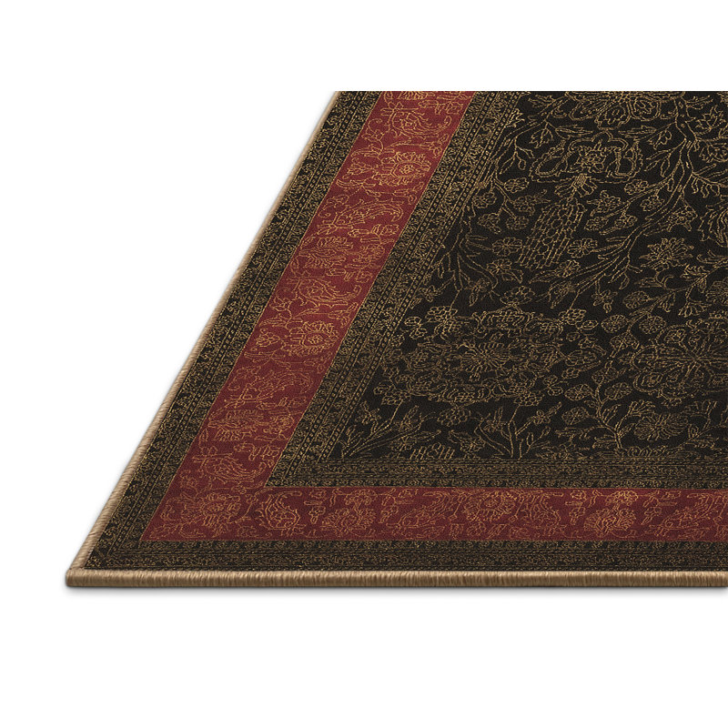 Tapis oriental brun / rouge en laine et polyester tissé à la machine 8 pi x 10 pi Oriental
