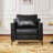 Dametrius 2 Set Modern Accent Chair, Faux Leather Upholstered Lounge Armchair-420024414
