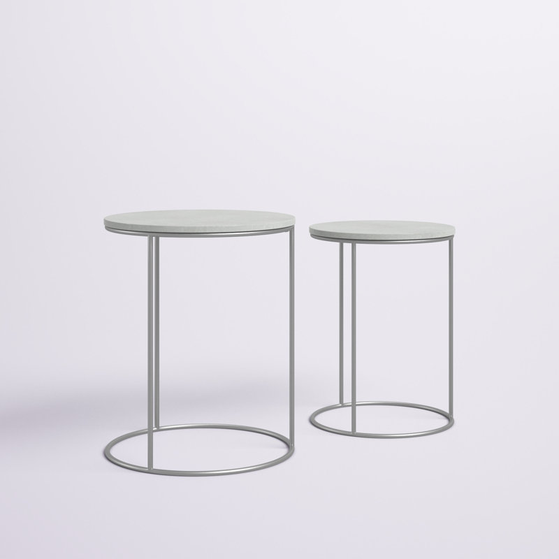 Tables gigognes Bradee, Argent, Blanc