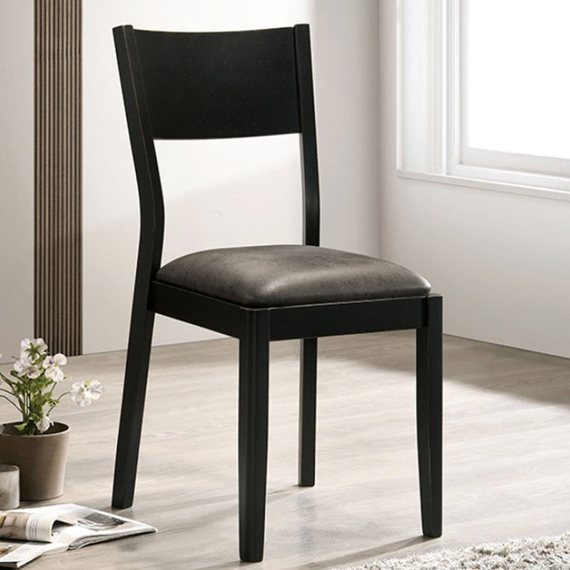 De 2 chaises de salle à manger, noir / gris, dossier incliné, largeur de paquet de 20,3 po, chaises de chambre en noir et gris, dossier, pieds fuselés ronds, design d'intérieur