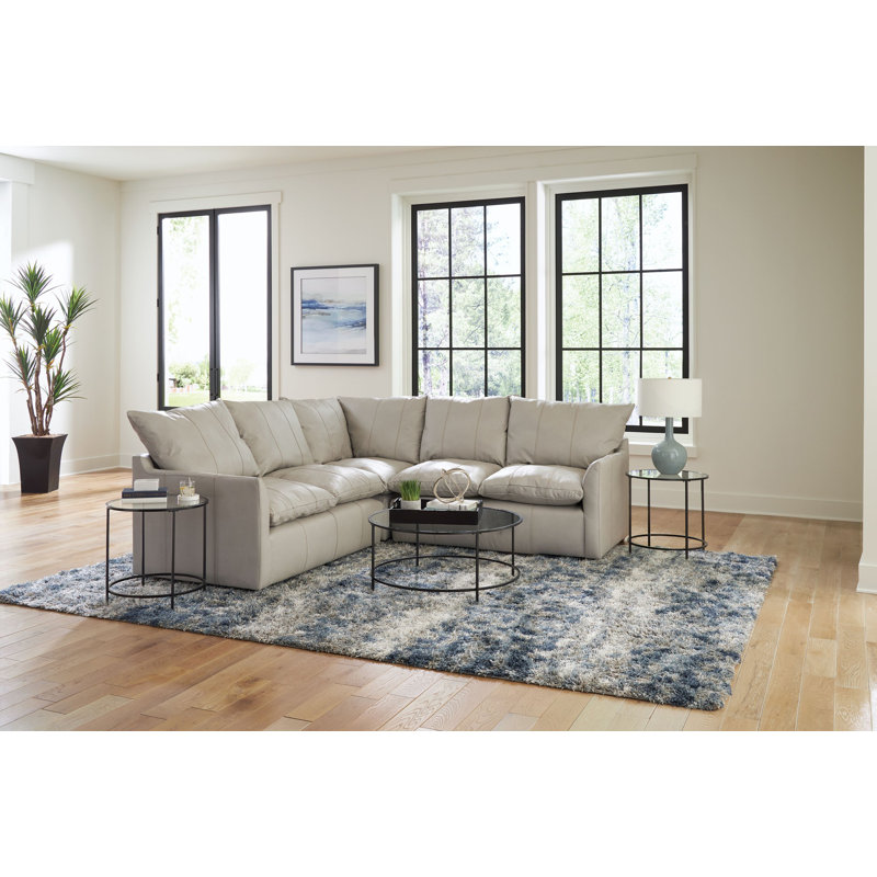  Dheeran 2- Piece Genuine Leather L-Shaped Sectional