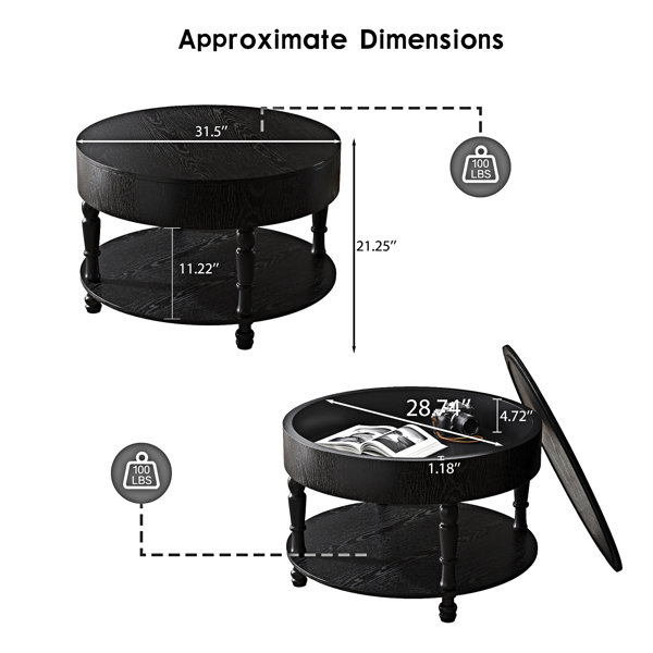 Latitude Run® Round Coffee Table with Storage - Wayfair Canada