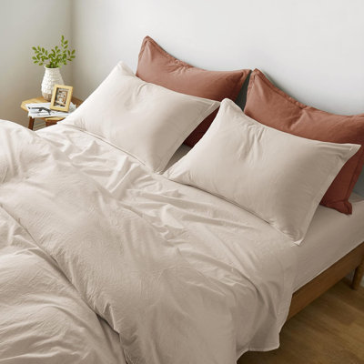 Stonewashed Cotton Solid Color Duvet Cover Set
