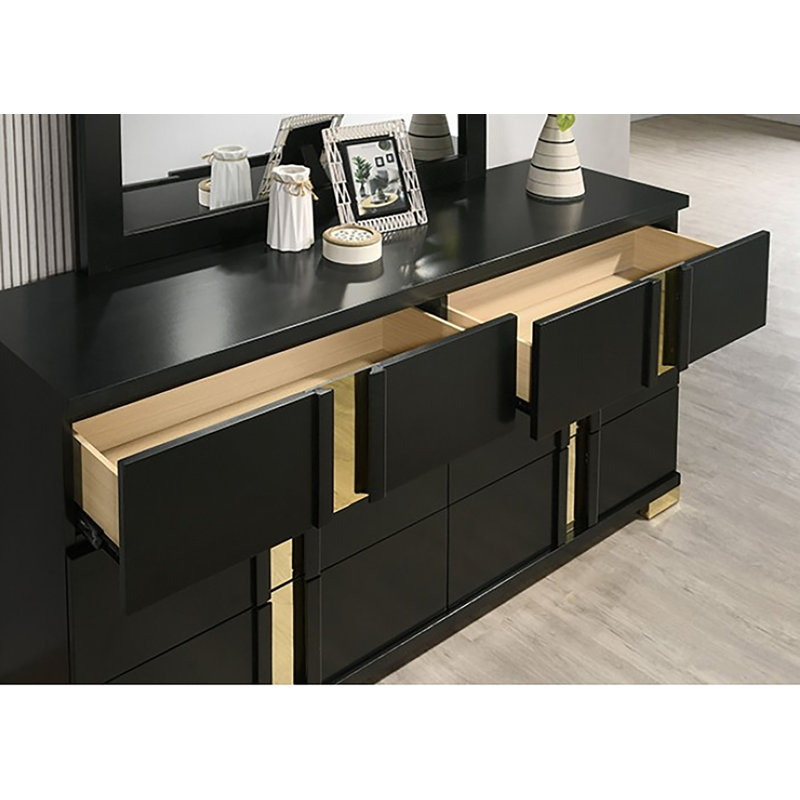 Commode 6 tiroirs Riegel, Noir