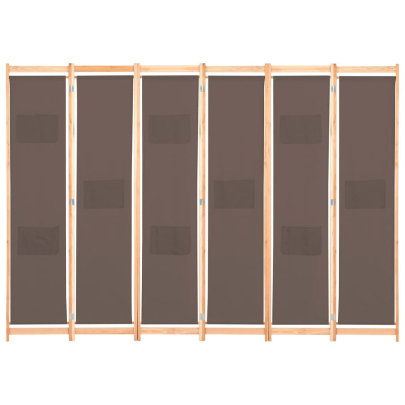 Paravent pliable pour diviser une pièce, Brun, H 66,9 po x l 94,5 po x P 1,6 po, 6