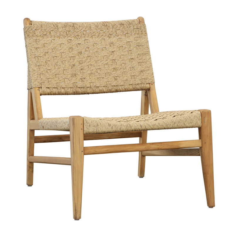 Mable Outdoor Teak Upholstered Occasional Chair, Natural