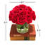Real Touch Red Rose Arrangement Cylinder Glass