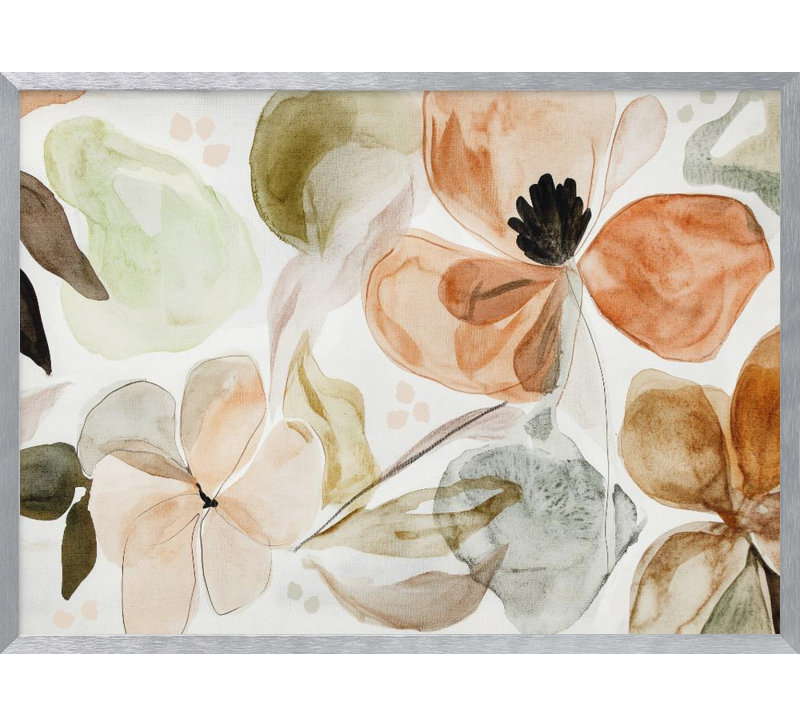 "Earthybloomno6", art mural texturé encadré, Argent argent, H 10 po x l 14 po