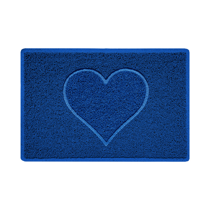 Heart Doormat, 40cm W x 60cm L, Blue