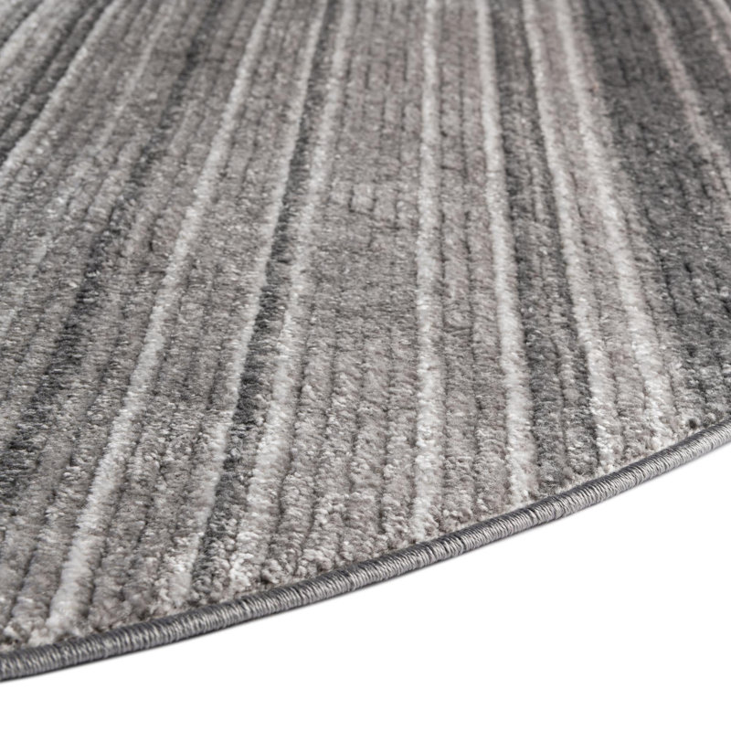 Osteen Striped Area Rug, Octagon 7'3" x 7'3", Gray