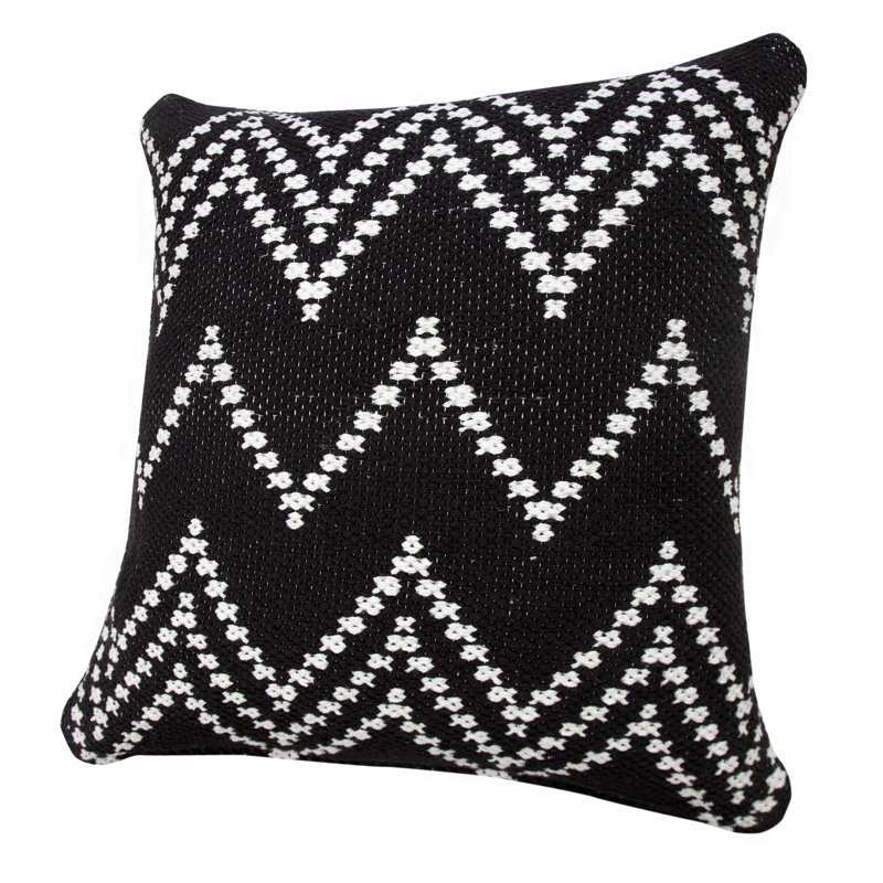 Sevita 20" Square Modern Woven Chevron Throw Pillow - Black/White