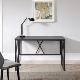 X Design Computer Desk in Weathered Wood and Satin Nickel