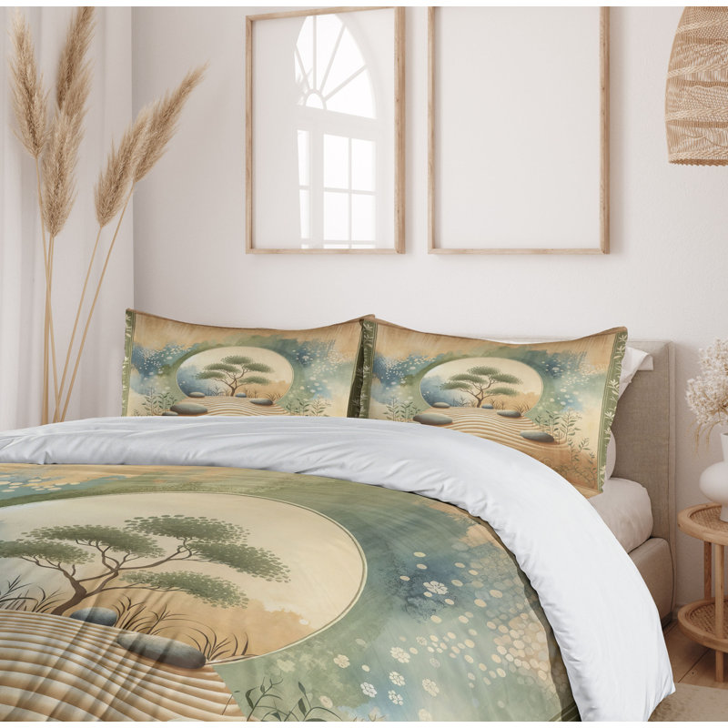 King Camel Reseda Green Blue Duvet Cover Set with 2 Pillow Shams