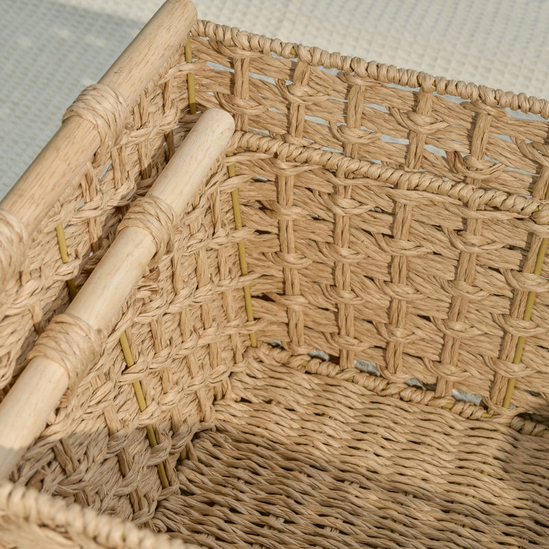 Bay Isle Home™ Ludmilla Rectangular Multi Purpose Water Hyacinth Baskets with Handles - 16" x 12" x 13"