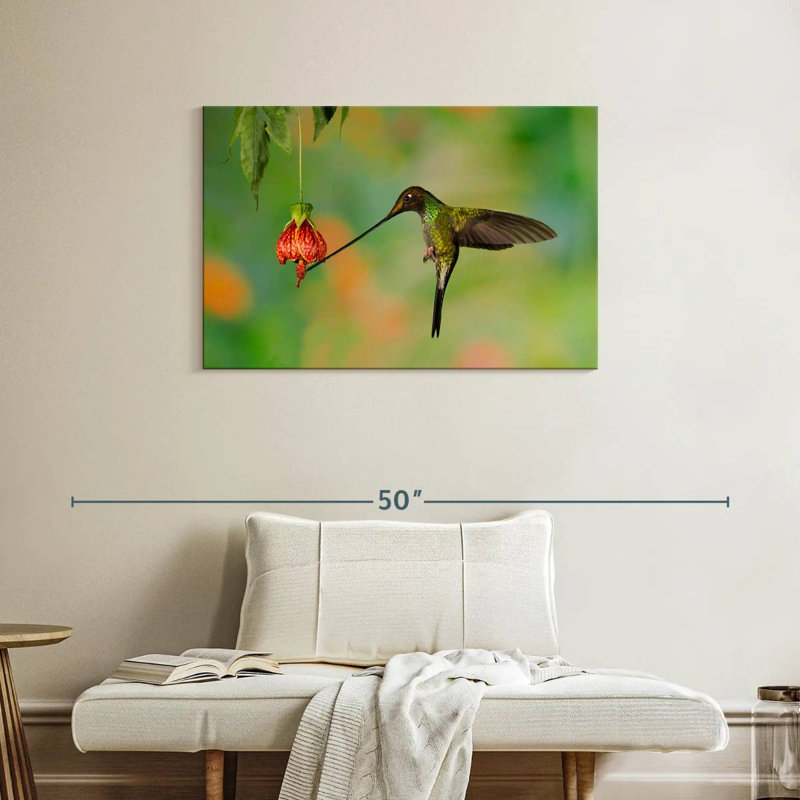 Hummingbird Eating Nectar, 24" H x 36" W