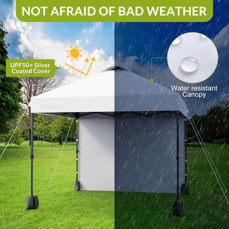 10' X 10‘ Pop Up Canopy With Sidewalls For Outdoor, Waterproof Portable Canopy With One Push Setup, White