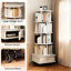 Bibliothèque rotative à 5 niveaux avec rotation à 360 °, roues et tiroir universels, pour l'organisation du bureau de la chambre à coucher - rangement idéal avec frein blanc chaud