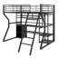Lit mezzanine double en métal avec bureau et rangement intégrés, cadre de lit de jeu en métal peu encombrant avec lumières DEL, garde-robe ouverte et station de charge
